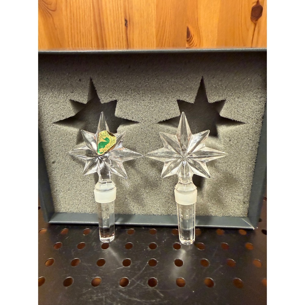 Waterford Crystal Congratulation Star Bottle Stoppers Pair #114975 Box Austria